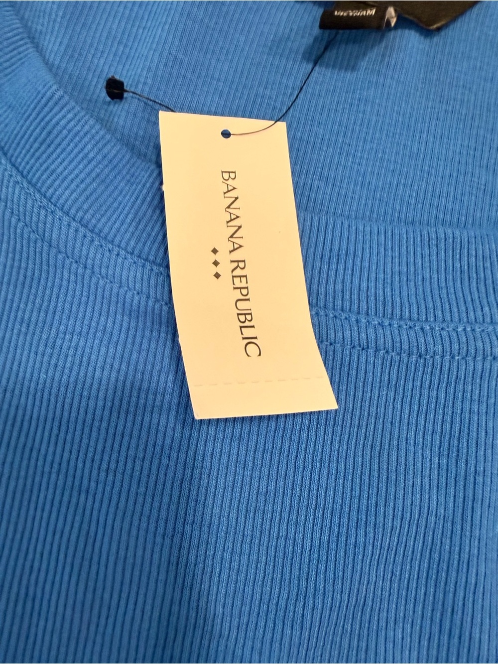 Banana Republic Factory Crew Ribbed Elbow Sleeve blue top SZ XL - Picture 7 of 12